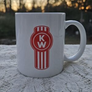 Kenworth Truck Logo Coffee Mug Red and White Ceramic